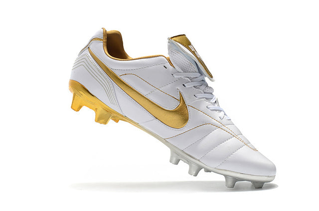Chuteira Nike 10R Elite FG - Branco/Dourado