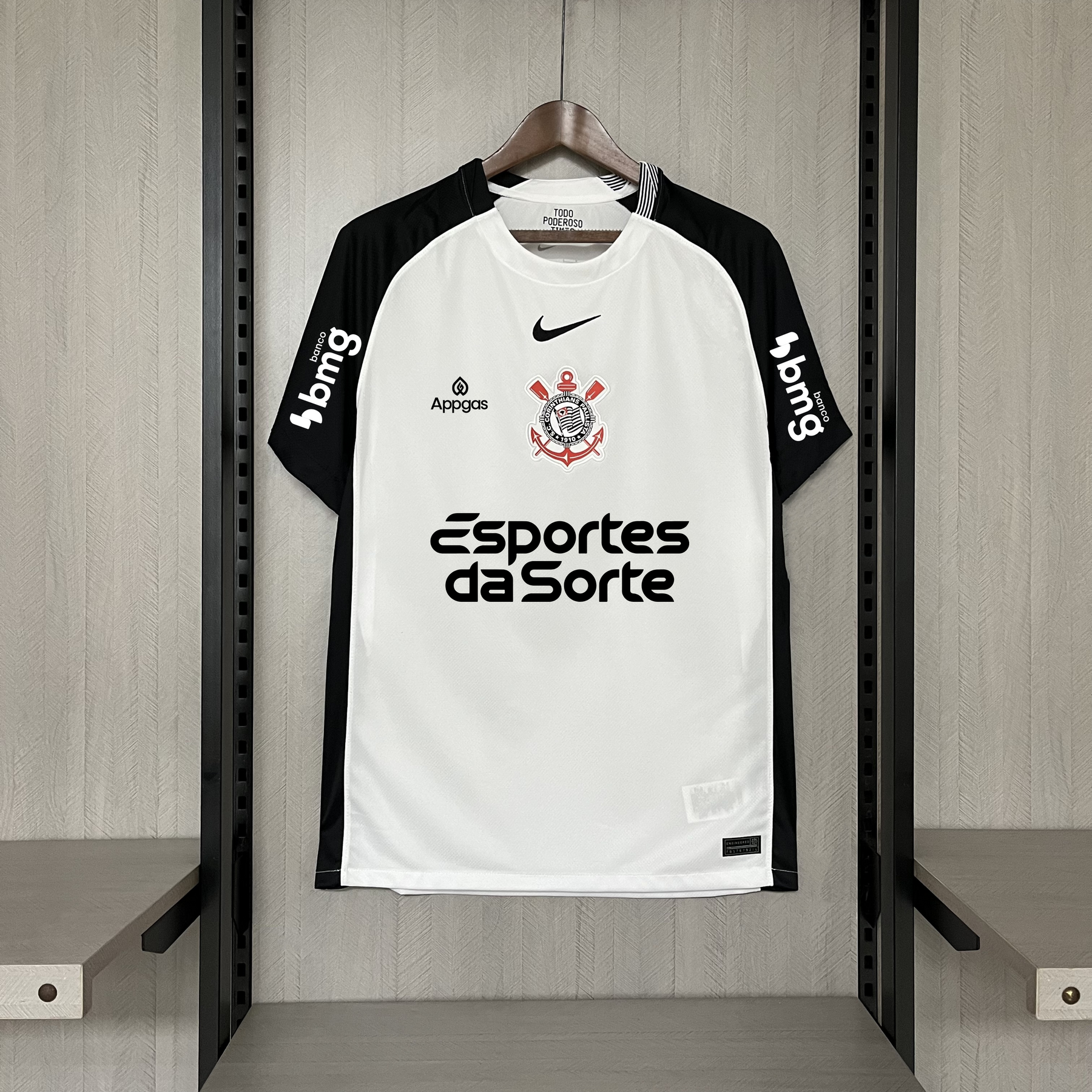 Camisa Corinthians Titular 25/26 - Branco e Preto