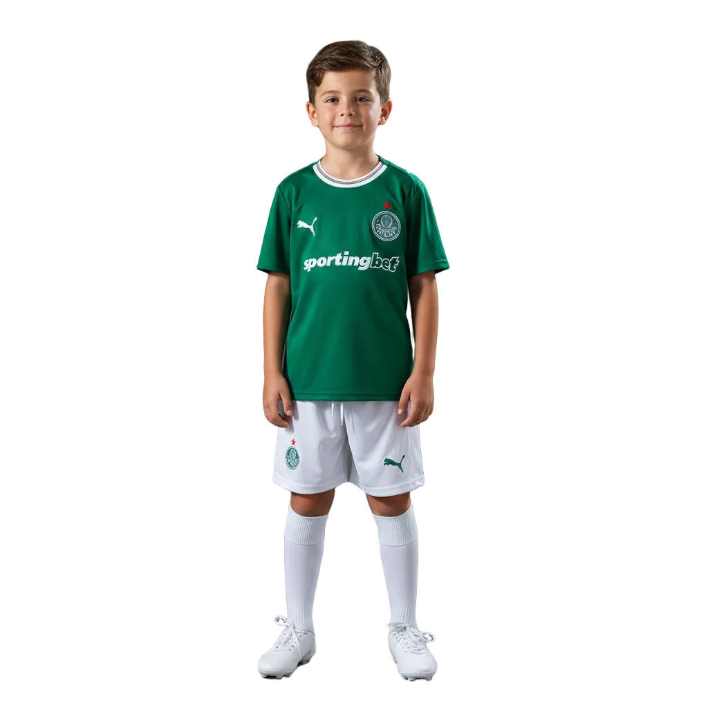 Conjunto Palmeiras infantil 26/27 - Verde e Branco