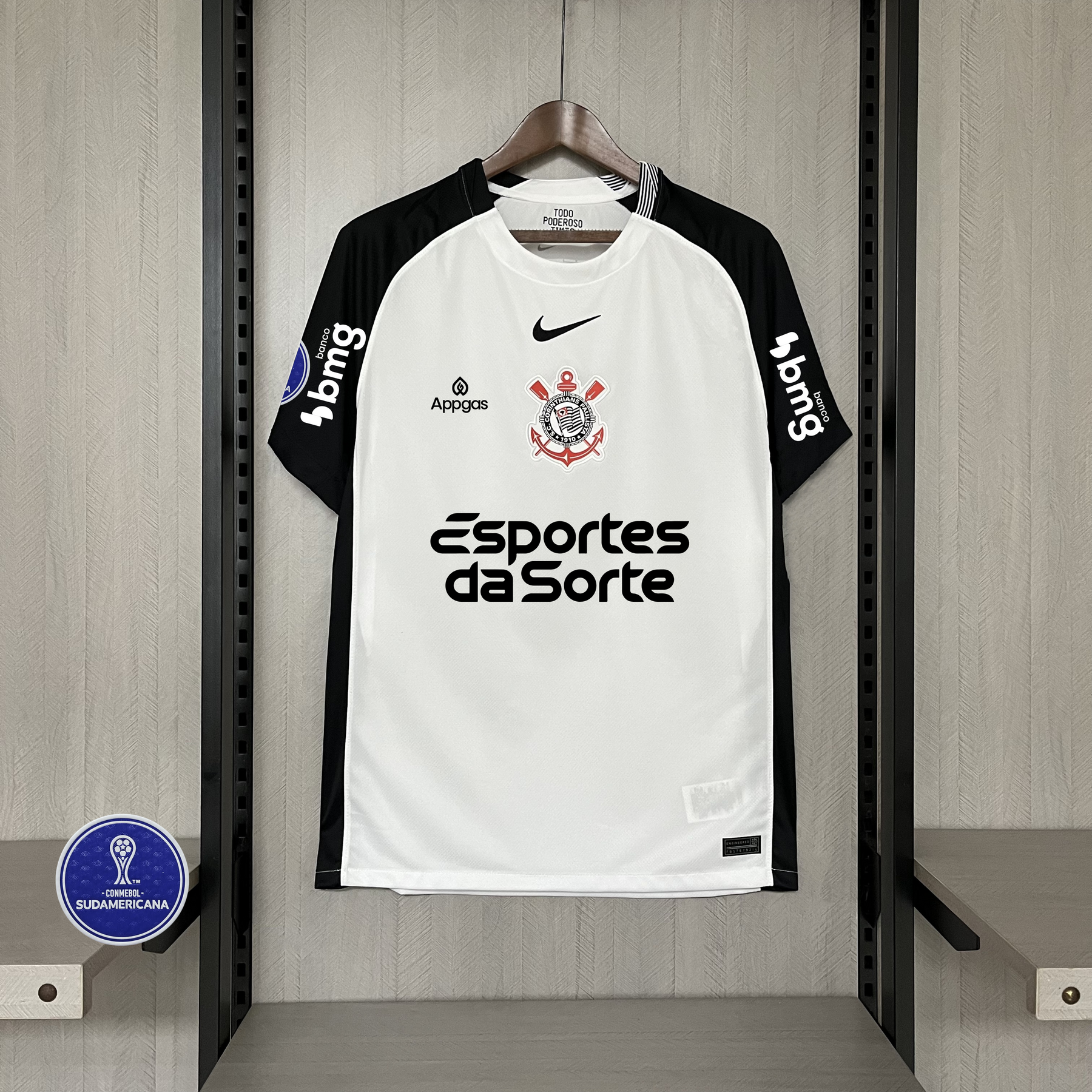 Camisa Corinthians Titular 25/26 - Branco e Preto