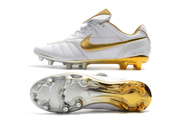 Chuteira Nike 10R Elite FG - Branco/Dourado