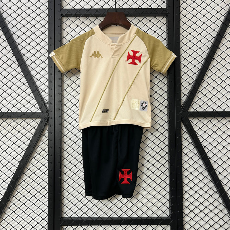 Conjunto Infantil Vasco III 24/25 - Branco e Dourado