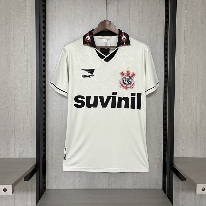 Camisa Corinthians Titular 1996 - Versão Retrô Branca Suvinil