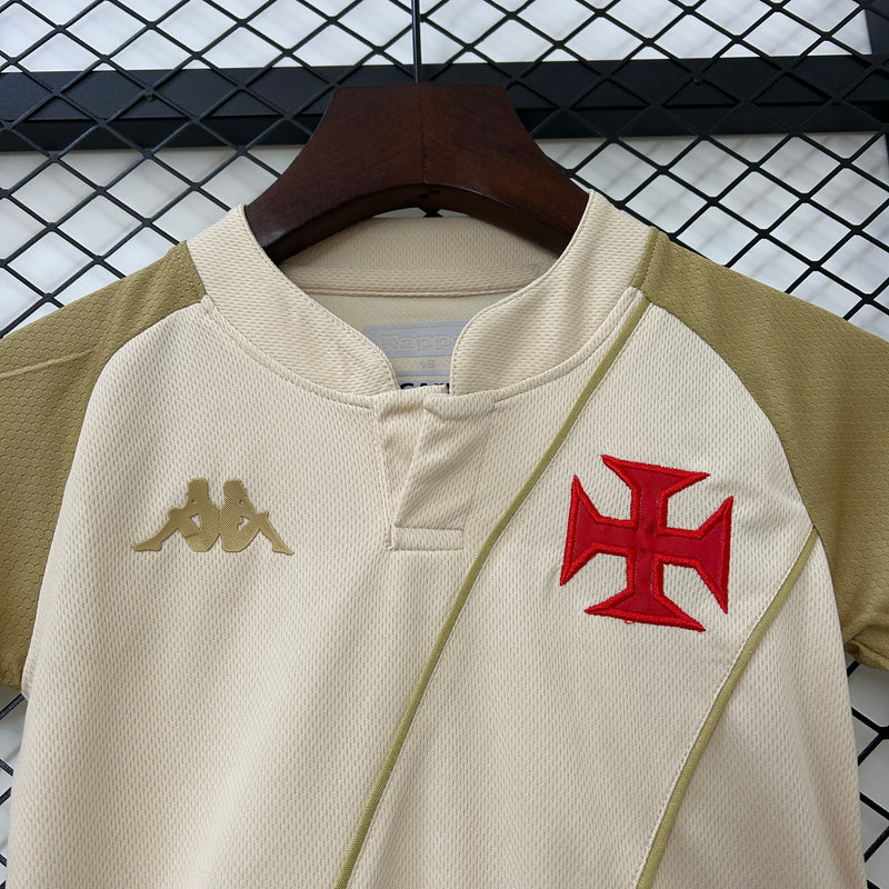 Conjunto Infantil Vasco III 24/25 - Branco e Dourado