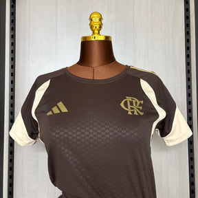 Camisa Flamengo Treino Comissão 2026 - Feminina Baby Look Marrom