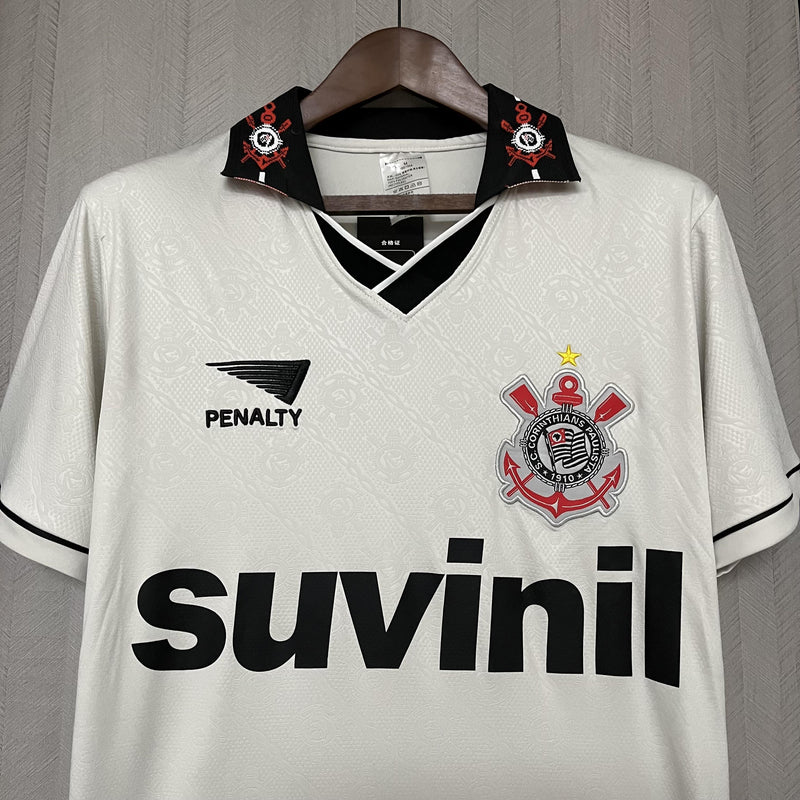 Camisa Corinthians Titular 1996 - Versão Retrô Branca Suvinil