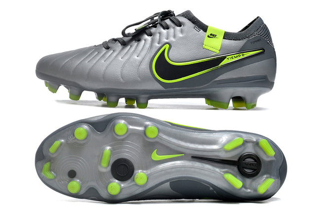 Chuteira Nike Tiempo 10 Elite Campo FG - Cinza/Verde