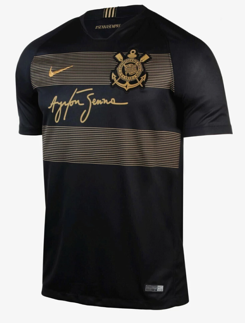 Camisa Corinthians Edição Especial 18/19 - Versão Retrô Preta Ayrton Senna