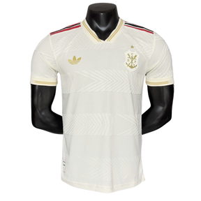 Camisa Flamengo III 2025/26 - Versão Jogador Branco e Dourado