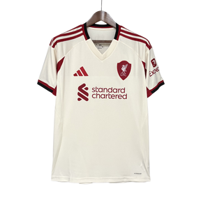 Camisa Liverpool Fora 25/26 - Branco e Vermelho