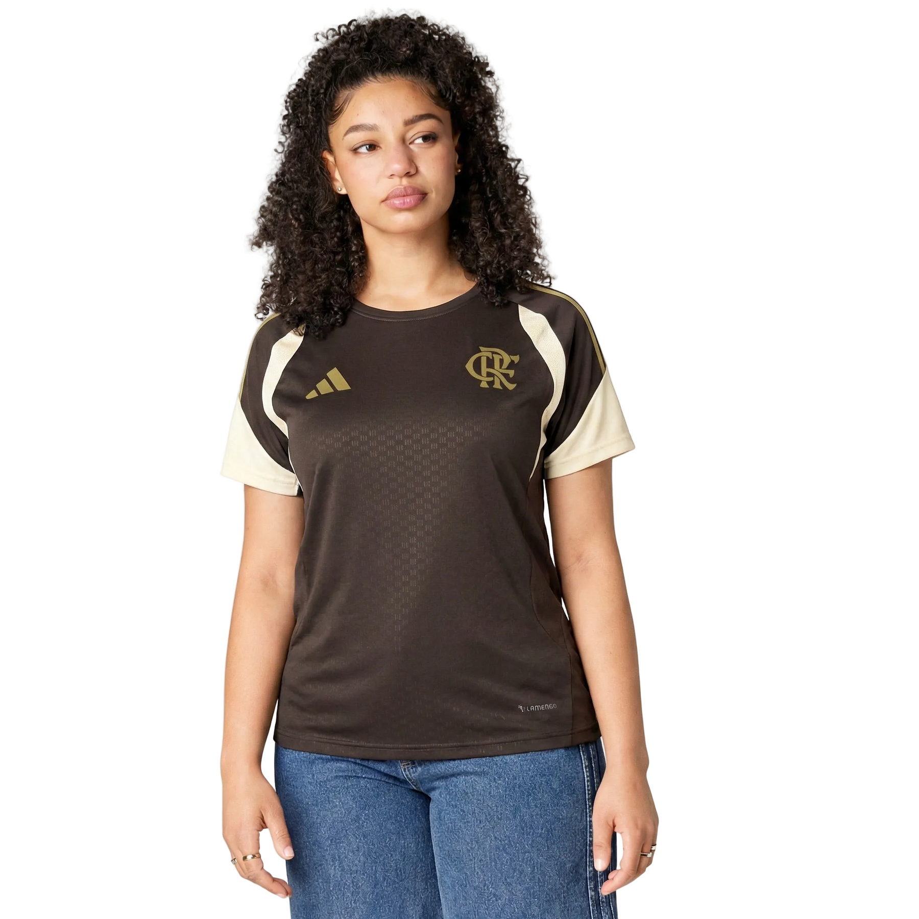 Camisa Flamengo Treino Comissão 2026 - Feminina Baby Look Marrom