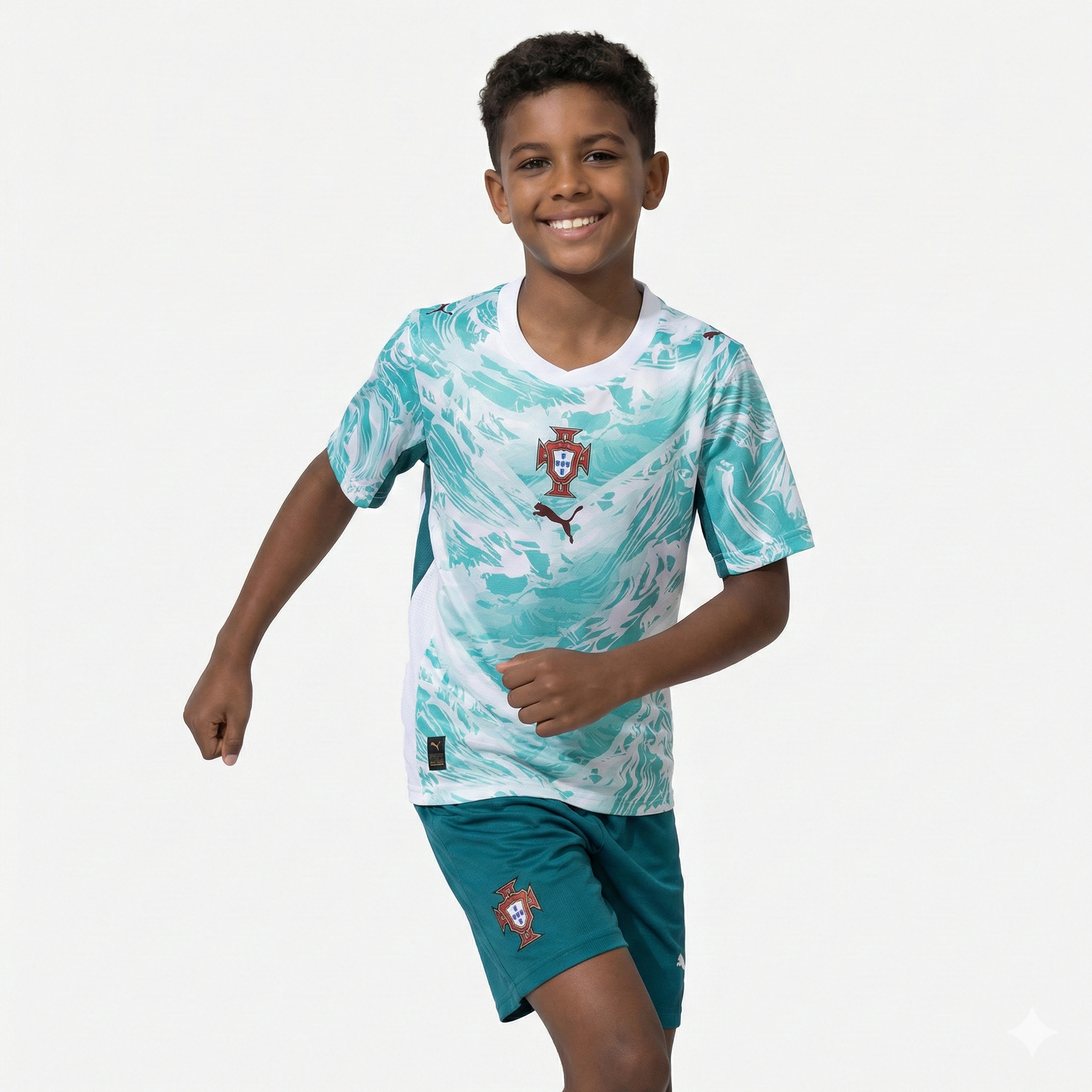 Conjunto Infantil Portugal Fora 26/27 - Azul e Verde