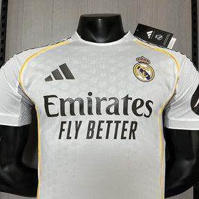 Camisa Real Madrid Titular 2025/26 - Versão Jogador Branco e Dourado