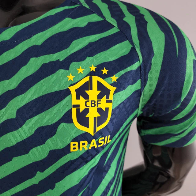 Camisa Seleção Brasileira Pré-Jogo 2022 Jogador Nike Masculina - Azul e Verde