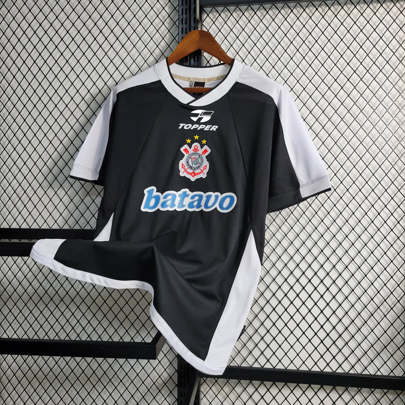 Camisa Corinthians Titular 2000 - Versão Retro Preta e branca