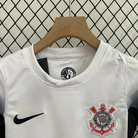 Conjunto Infantil Corinthians I 24/25 - Branco e Preto