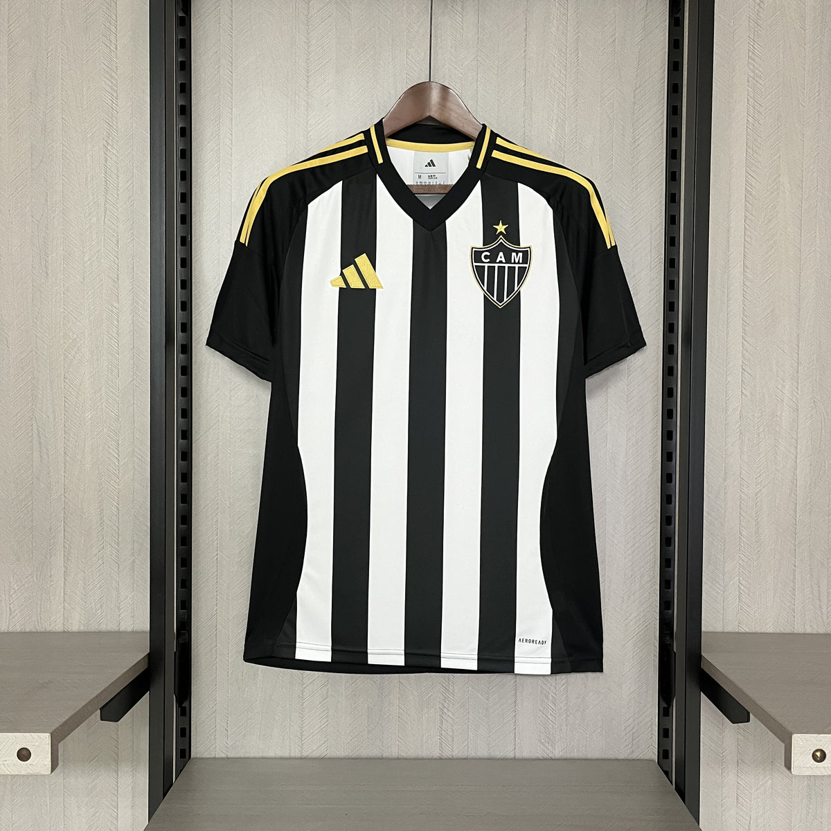 Camisa Atlético Mineiro Titular 25/26 - Preto Branco e Amarelo