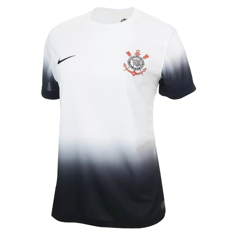 Camisa Corinthians Titular 24/25 - Versão Feminina Baby Look Branco e Preto