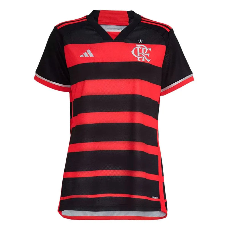 Camisa Flamengo Titular 24/25 - Versão Feminina Baby Look Preto e Vermelha