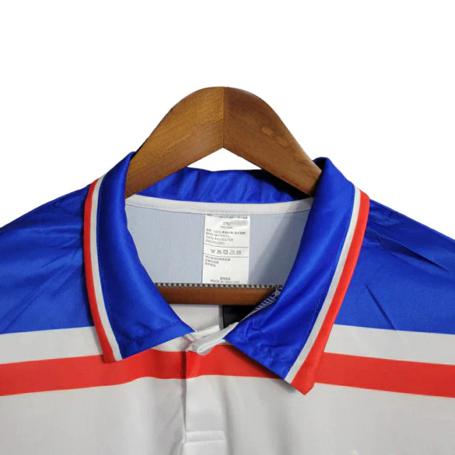 Camisa Bahia II 1998 Retrô masculina - Branca com detalhes em azul e vermelho